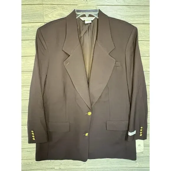NWT AUSTIN REED Womens 18W 100% Worsted Wool Chocolate Brown Blazer Vintage - Picture 1 of 14